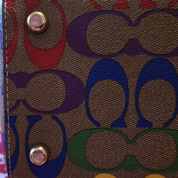 Coach Rowan Rainbow Signature Satchel with removable Crossbody Strap - Picture 12 of 16